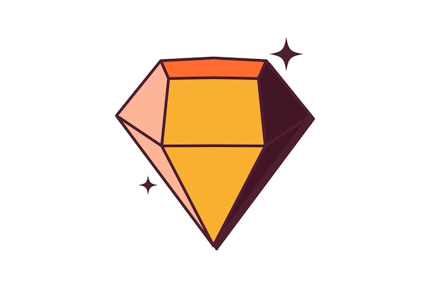 Vector diamond retro flat sticker design