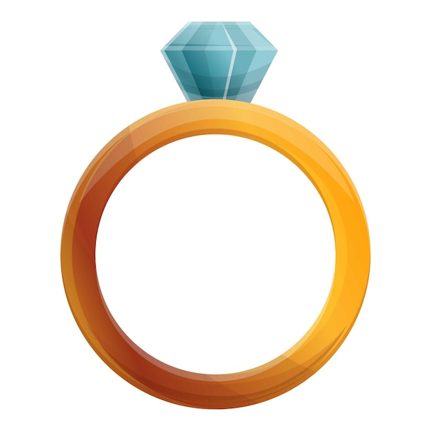 Значок кольца с бриллиантом Мультфильм векторной иконки кольца с бриллиантом для веб-дизайна выделен на белом фоне