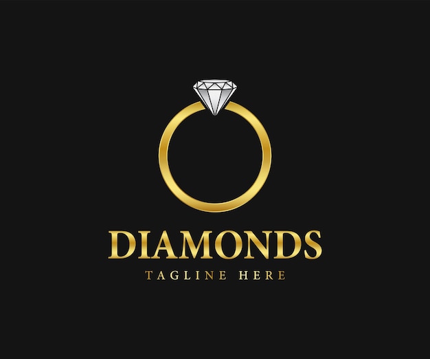 Design del logo dell'anello di diamanti design del logo dei gioielli