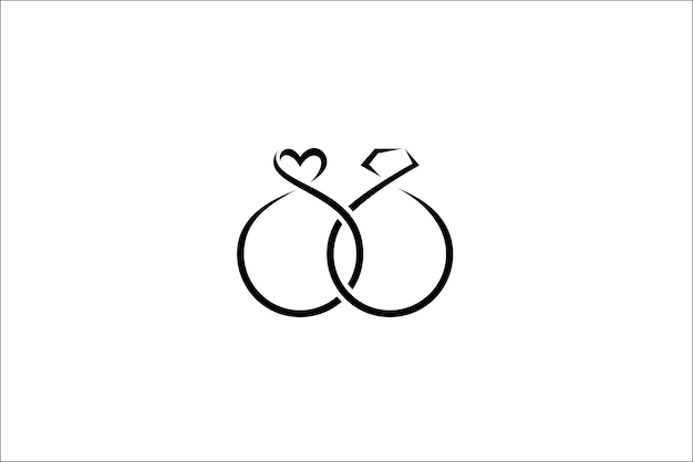 Diamond ring pair logo vector illustration in minimalistic design style