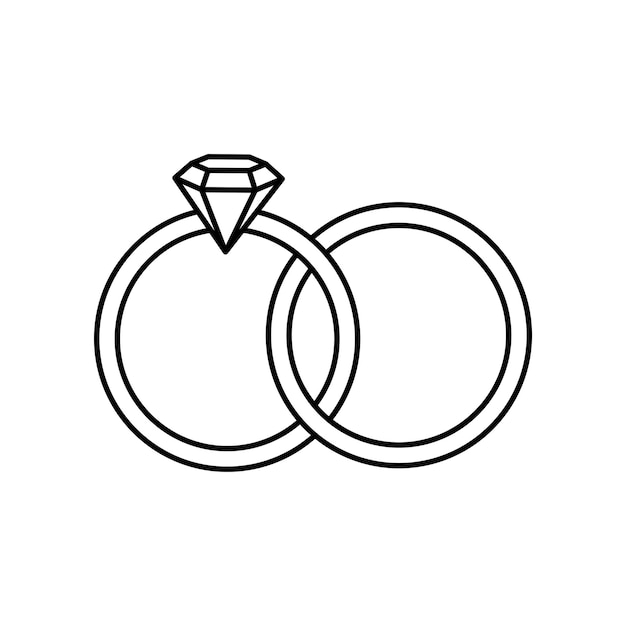 Vector diamond rings icon vector simple design