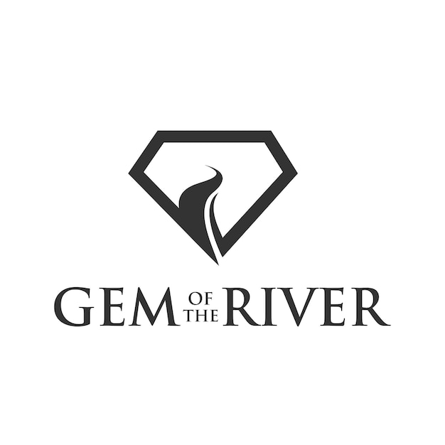 Diamond rivier logo ontwerp vectorillustratie op witte achtergrond