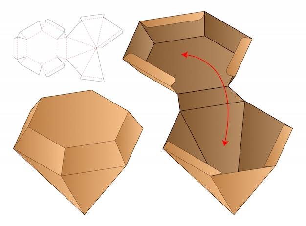 Diamond shape box packaging die cut template