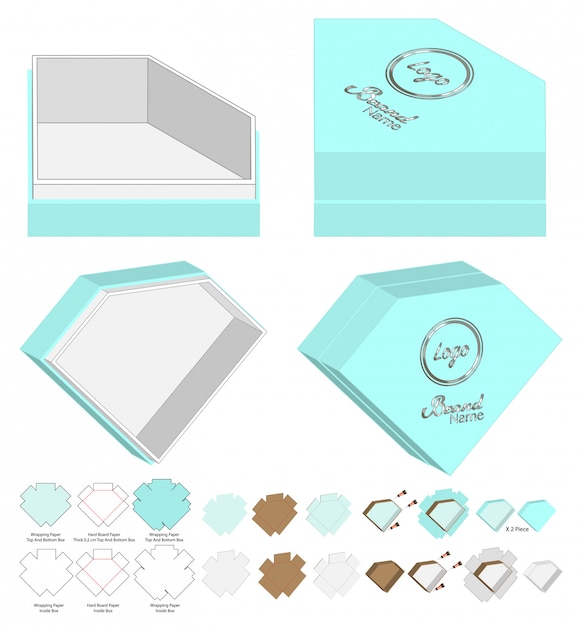 Vector diamond shape box verpakking gestanst sjabloonontwerp