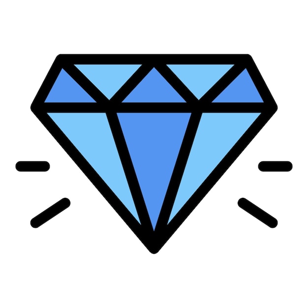 Diamond stone icon Outline diamond stone vector icon color flat isolated