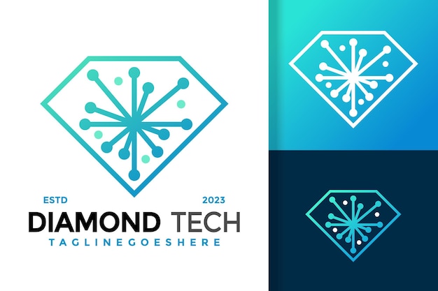 Diamond technology digital logo vector icon illustration