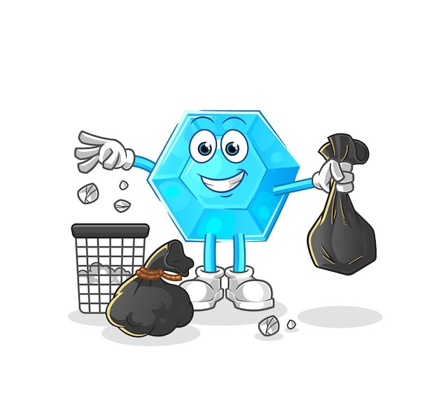 Diamond Throw garbage mascot cartoon vectorxA