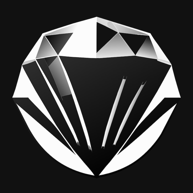 Premium Vector | Diamond top view with black and white color only
