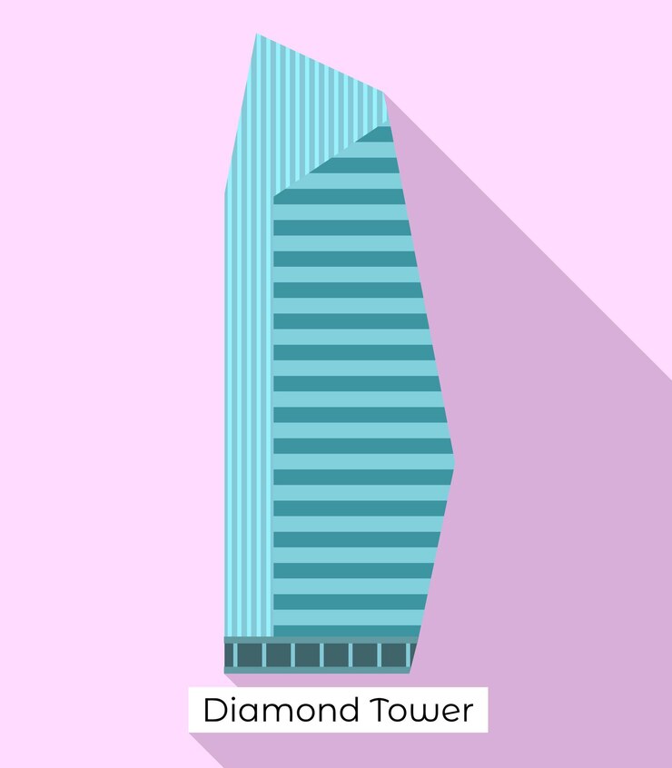 Vector diamond tower icon flat illustration of diamond tower vector icon for web design