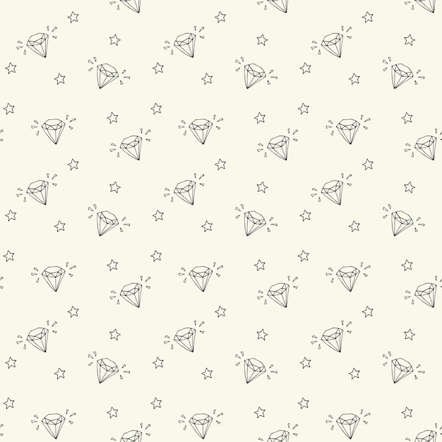 Diamond vector seamless pattern Doodle