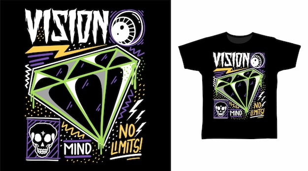 Vettore diamond vision graffiti t-shirt art design di moda