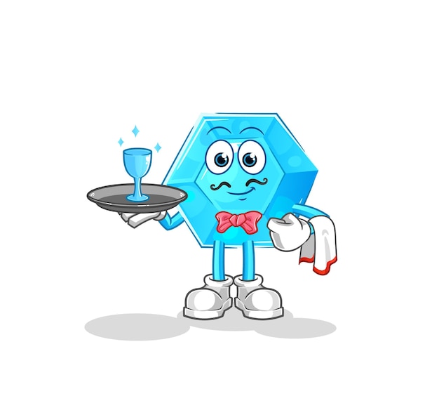 Diamond waiter cartoon cartoon mascot vectorxA