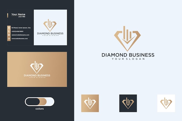 Diamond with business logo design and business card