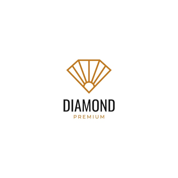 Алмаз с логотипом солнца в монолинейном дизайне векторной иллюстрации