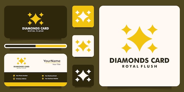 Vettore di progettazione del logo della scala reale della carta di diamanti