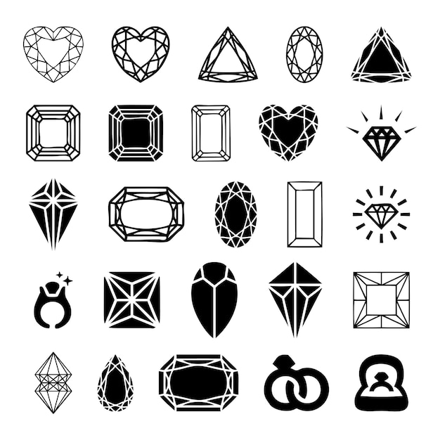 Diamonds icons diamond jewels luxury quality gifts symbols stylized diamonds collection