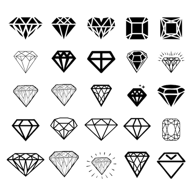 Diamonds icons diamond jewels luxury quality gifts symbols stylized diamonds collection