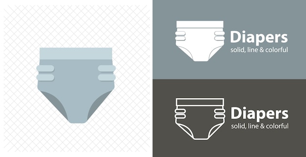 Diaper isolated flat illustration Diaper line icon