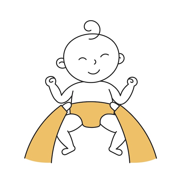 Vector diapers changing hand drawn kid and family doodle icon