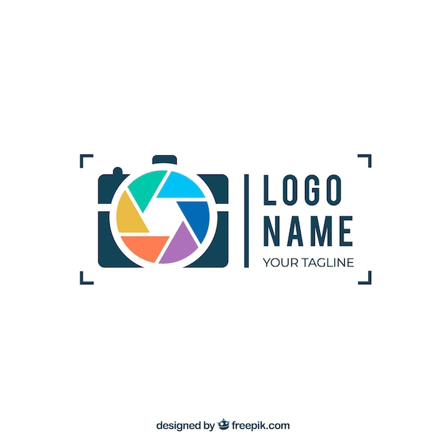 Logo fotografico a diaframma in stile piatto