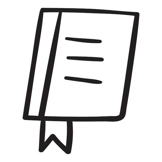 diary outline icon hand drawn illustration on white background