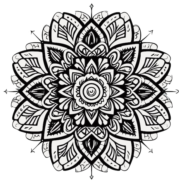 Dibujo para colorear mandala bloemenlijnen blanco y negro