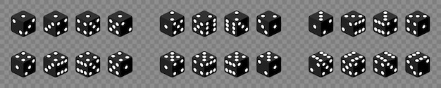 Vector dice collection. game dice in isometric design. vector 3d icon