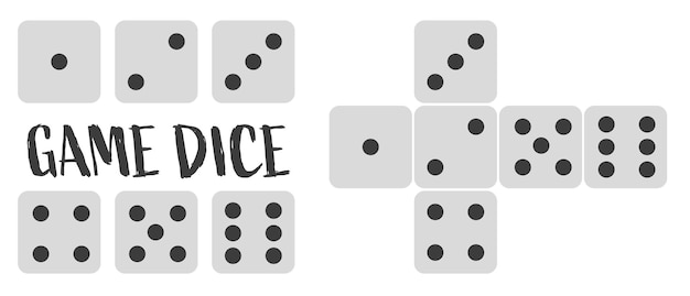 dice game a set of game dice cubes in flat and linear designs from one to six
