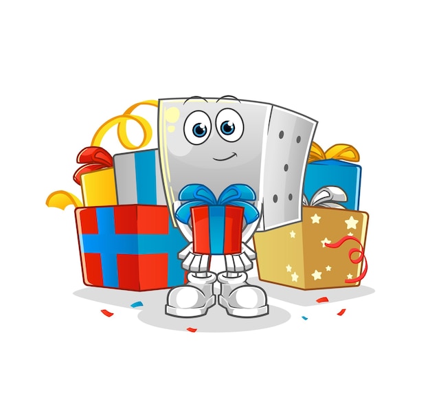 Dice give gifts mascot cartoon vector