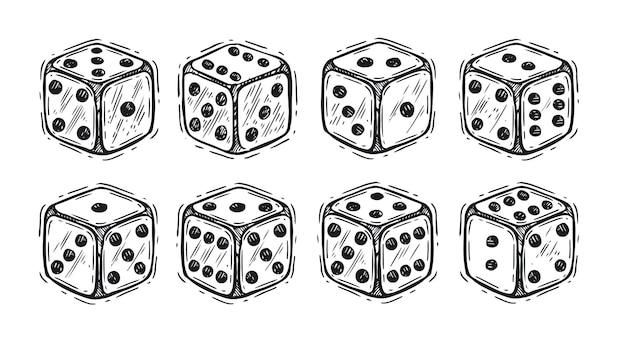 Dice hand drawn vector illustration