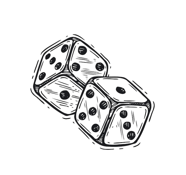 Dice hand drawn vector illustration