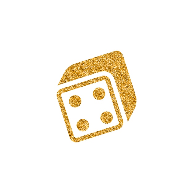 Vettore icona di dadi illustrazione vettoriale texture glitter oro
