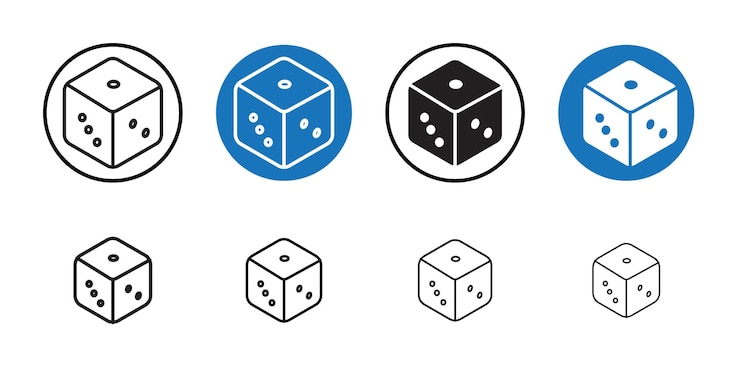 Vector dice icon thin line art collection