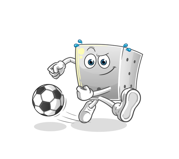 Vector dice kicking the ball cartoon. cartoon mascot vector