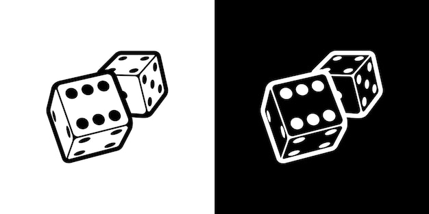 Vector dice-logo op witte en zwarte achtergrond in isometrische stijl voor print en ontwerp vector clipart