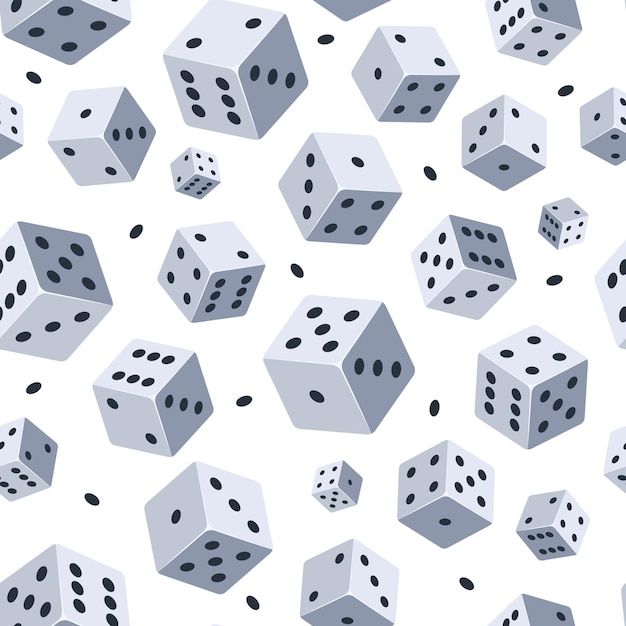 Vector dice  pattern. seamless background with picture of dice. illustrations for game club or casino.