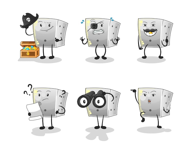 dice Pirate group character. cartoon mascot vector