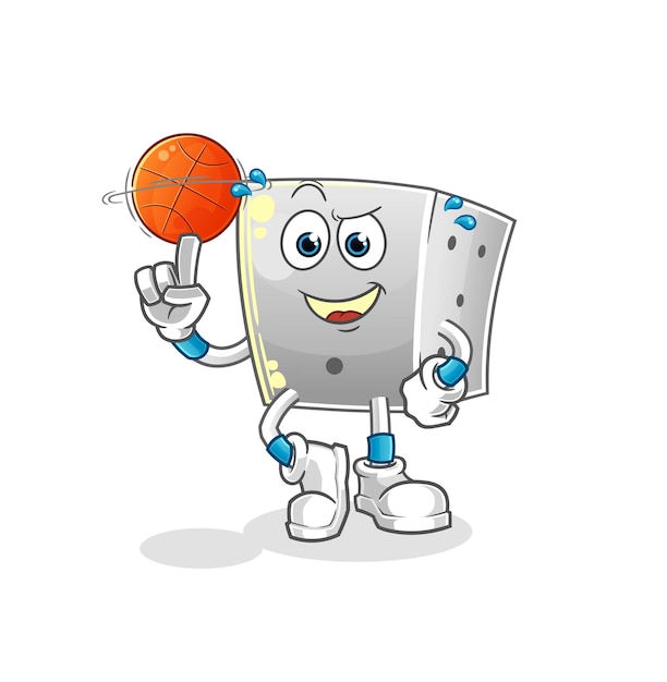 Dice playing basket ball mascot. cartoon vector