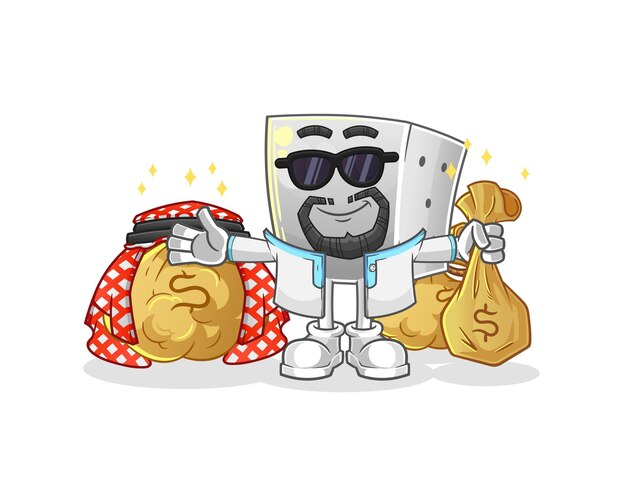 Dice rich arabian mascot. cartoon vector