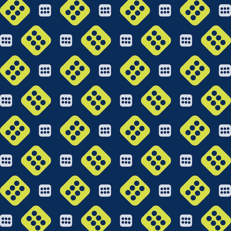 Vector dice six icon repeating green trendy pattern colorful vector illustration background