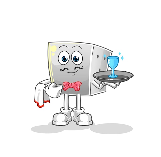 Dice waiter cartoon cartoon mascot vector