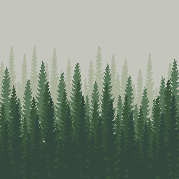 Dicht bos sparren en dennen natuurlijke groene landschap web achtergrond sjabloon Vector