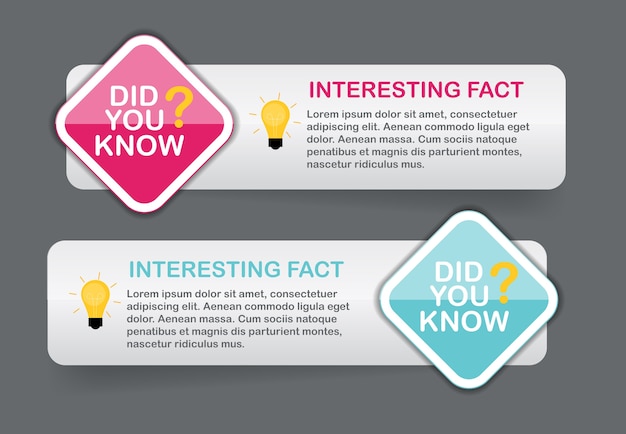 Vector did you know interesting fact label sticker set.