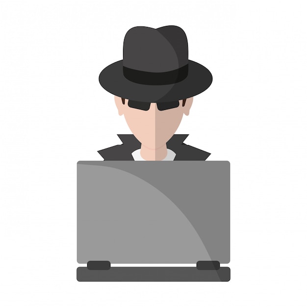 Dief hacker met laptop avatar