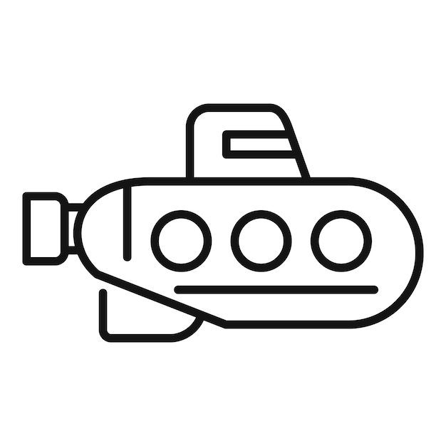 Diepe onderzeeër pictogram overzicht vector Zeeschip Sub militair