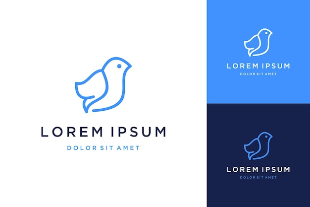 dier- of vogellogo-ontwerp met lijntekeningen