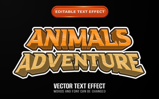 Dieren avontuur bewerkbaar teksteffect