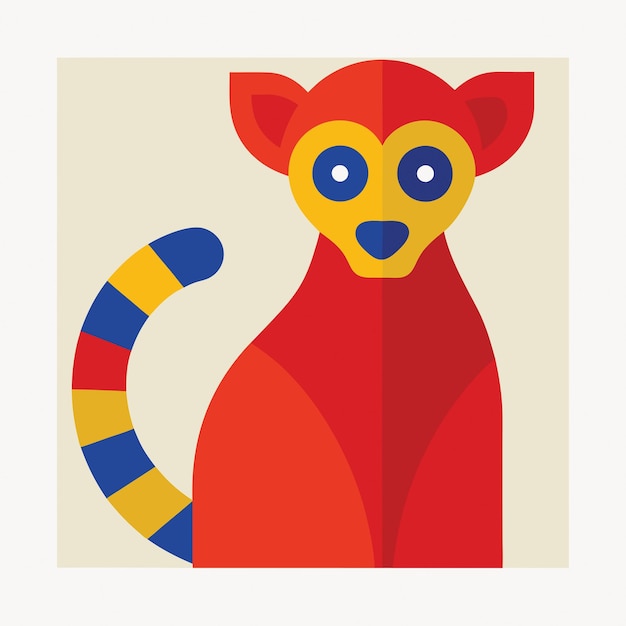 Dieren Concept Lemur in Flat PNG Vector Illustratie Geometrische Abstract Design