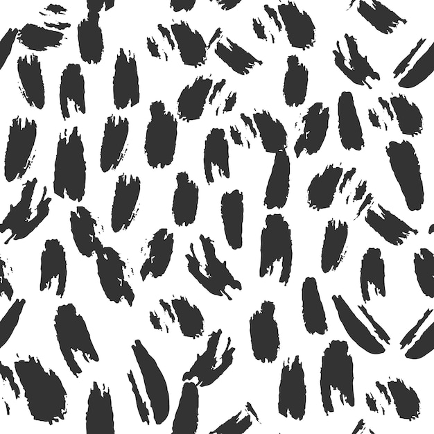 Dieren huid behang. Hand getekend artistieke naadloze penseelpatroon. Abstracte zwarte inkt herhalen op witte achtergrond. vector illustratie