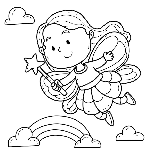 Vector dieren kleurboek alfabet geïsoleerd op witte achtergrond vector cartoon fairy vlinder